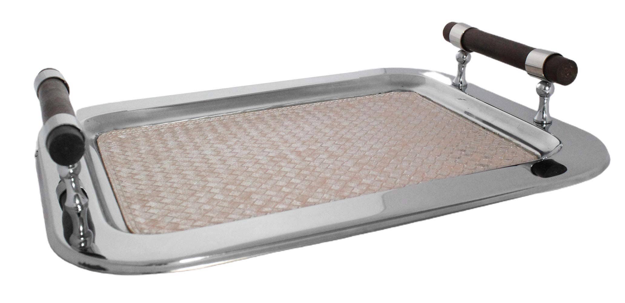 Sol Living - Wholesale Serving Tray - Rectangular Marbled Stainless Steel Serving Tray0