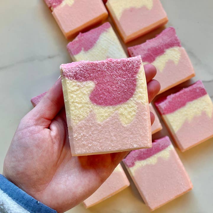Mango Sorbet Salt Soap Bar for wholesale by Into the Eve