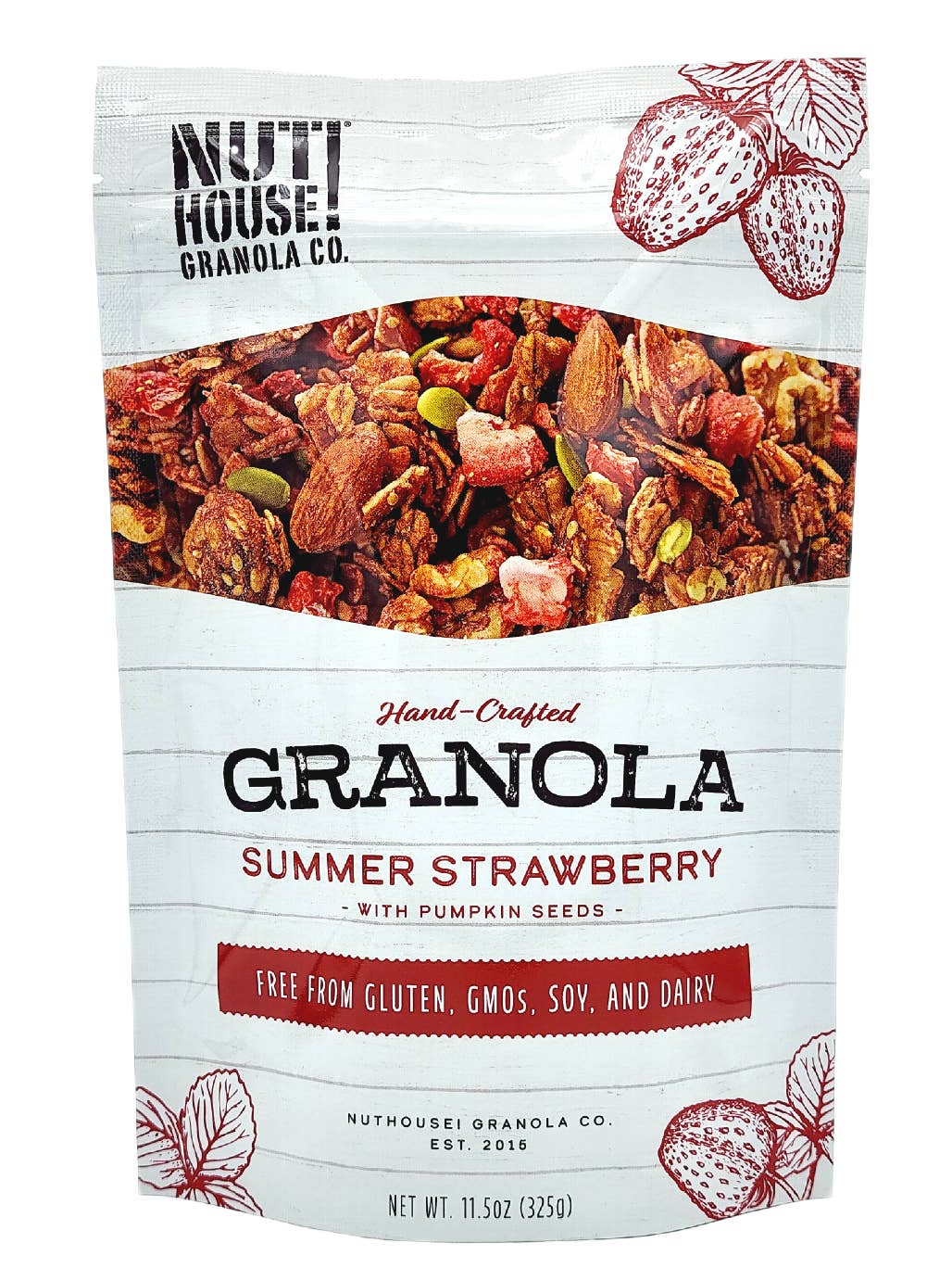 NutHouse! Granola Company - Wholesale Granola - Summer Strawberry Granola, 6 x 11.5oz