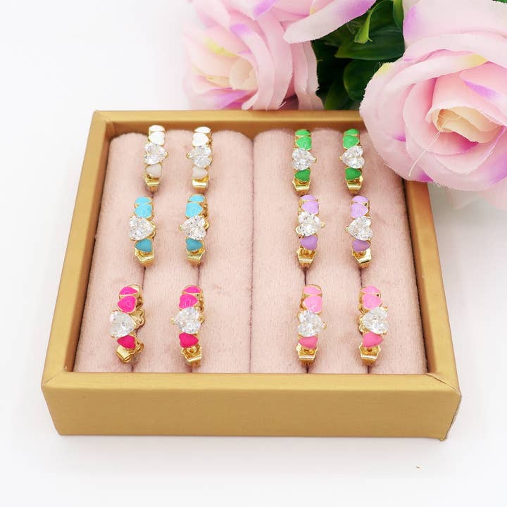 Daemon srls - Wholesale Hoop Earrings - CLAIRE hoops COLOURS - PAIO Orecchini a cerchio con cuoricini bombè smaltati e Cubic Zirconia a forma di cuore4