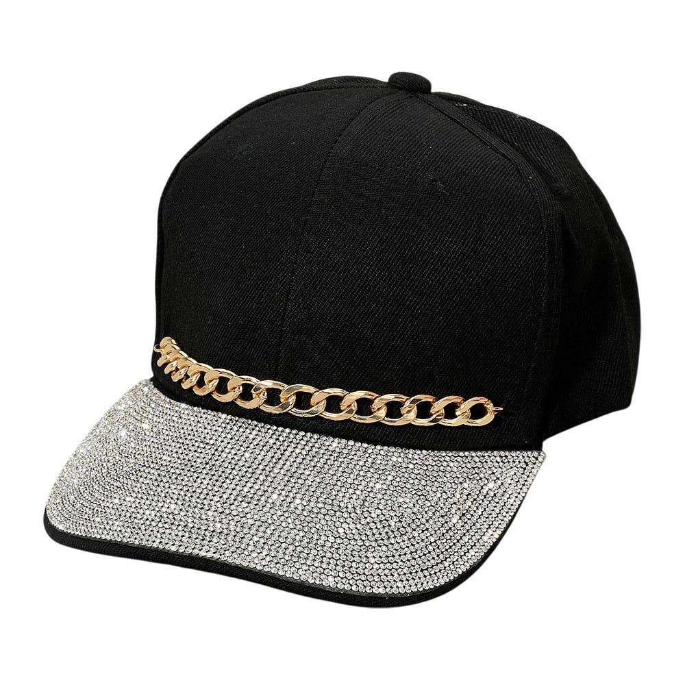 Sensibling Corp. - Wholesale Baseball Cap - Women's - Chain Detail Bling Studded Brim Baseball Cap11