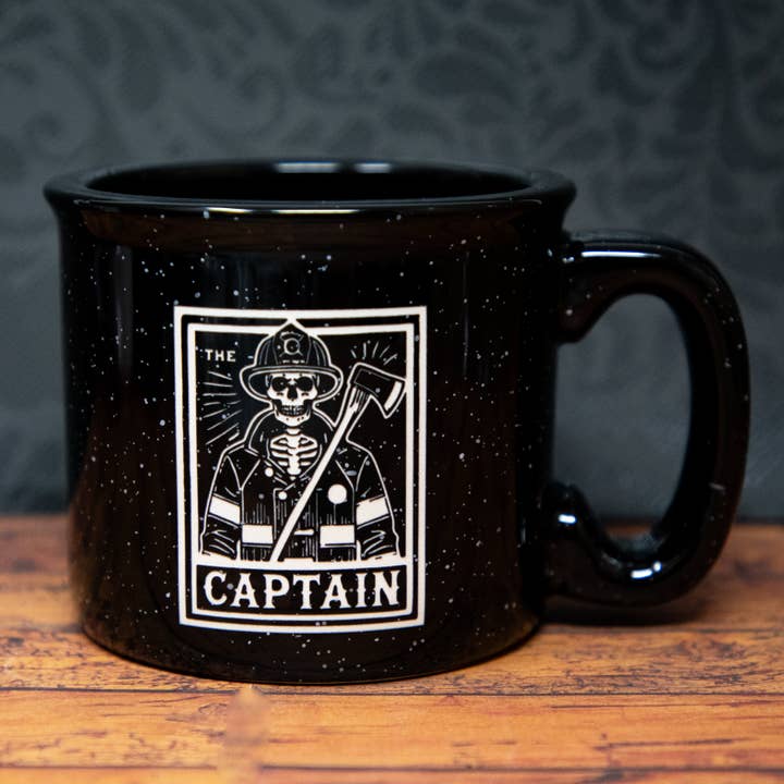 Skeleton Captain Mug Firefighter Etched Drinkware Barware for wholesale by Gifts of Glass & Wear