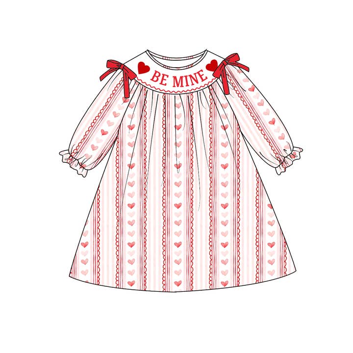 Auraquise - Wholesale Dress - Kids - 2026 Valentine's Day Heart Custom Name Smocked Embroidered Collection1