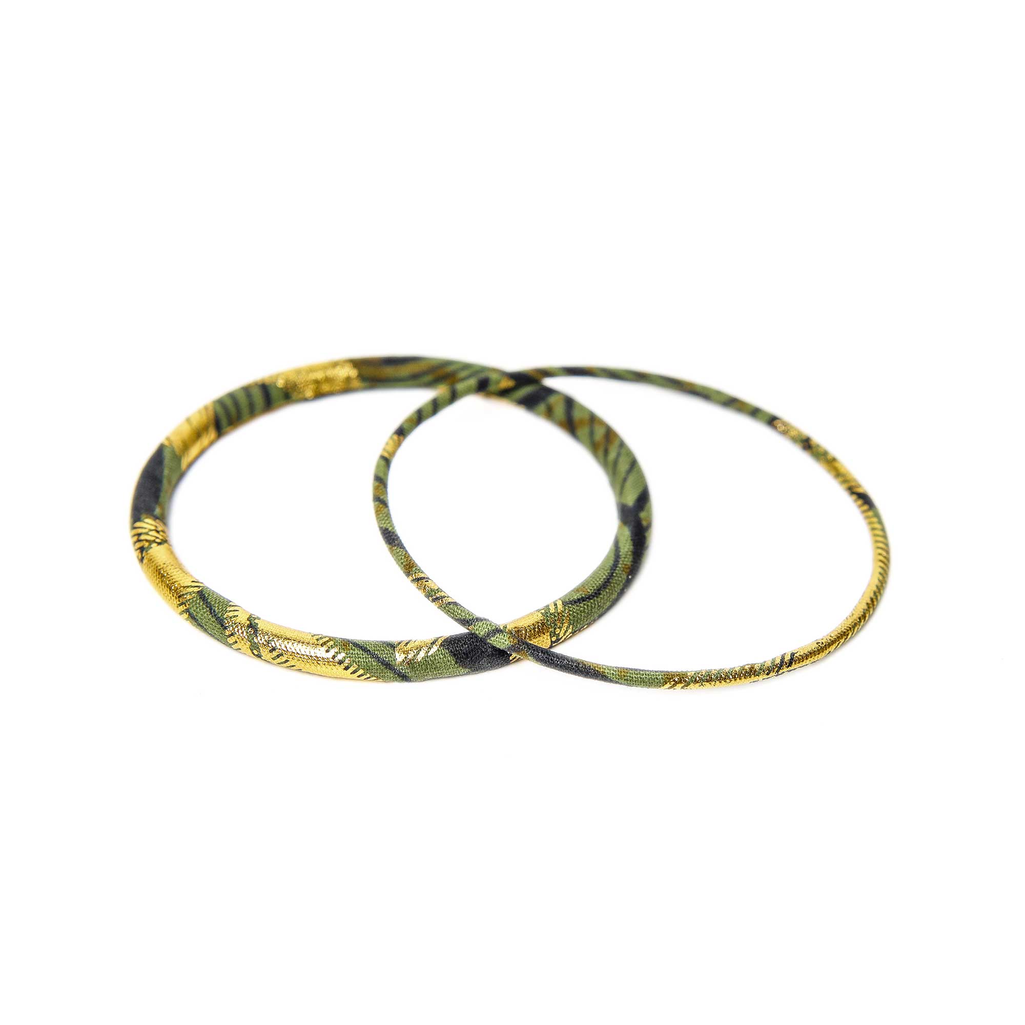 Melokane - Vente Bracelet jonc - Bracelets fins en wax kaki/doré - Tailles S ou M4