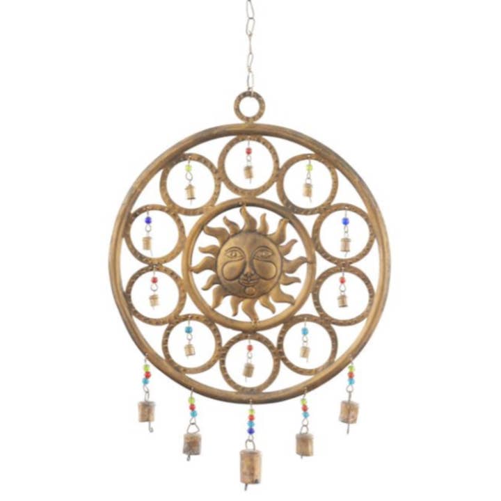 A-26756: METAL SUN WIND CHIME 14"W, 25"H for wholesale by Import Corner