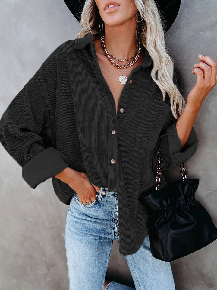 Rosa Clothing - Wholesale Shirt Jacket/Shacket - Women's - Corduroy Oversized Solid Shacket