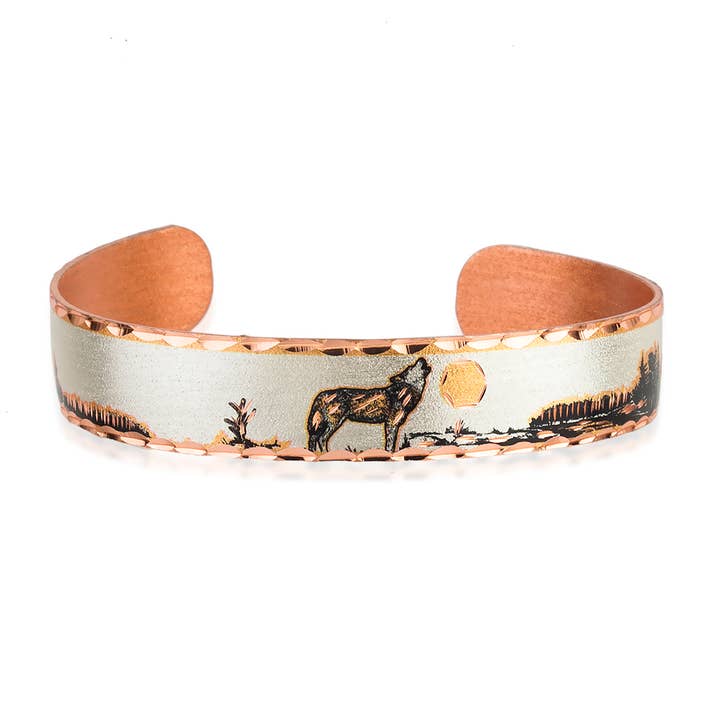 BNS 83 Howling Wolf Cuff Bracelets for wholesale by COPPER ARTS INC.