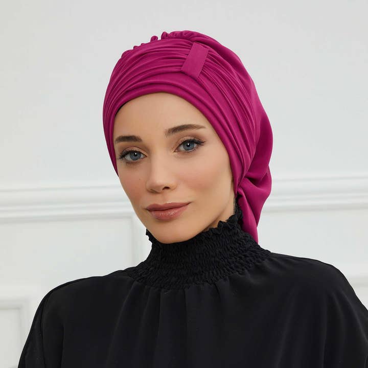 Aisha's Design - Wholesale Hijab - Women's - Pleated Chiffon Instant Turban for Women, Pre-Tied Elegant Hijab Cap, Lightweight Modest Headwrap for Daily & Formal Wear,HT-10773