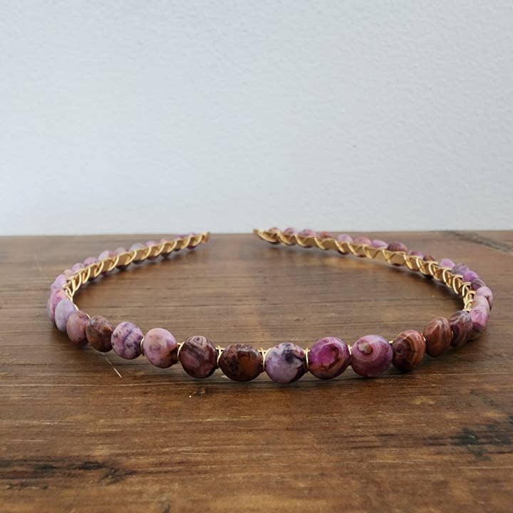 Purple Agate Headband for wholesale by The Queen of Quartz
