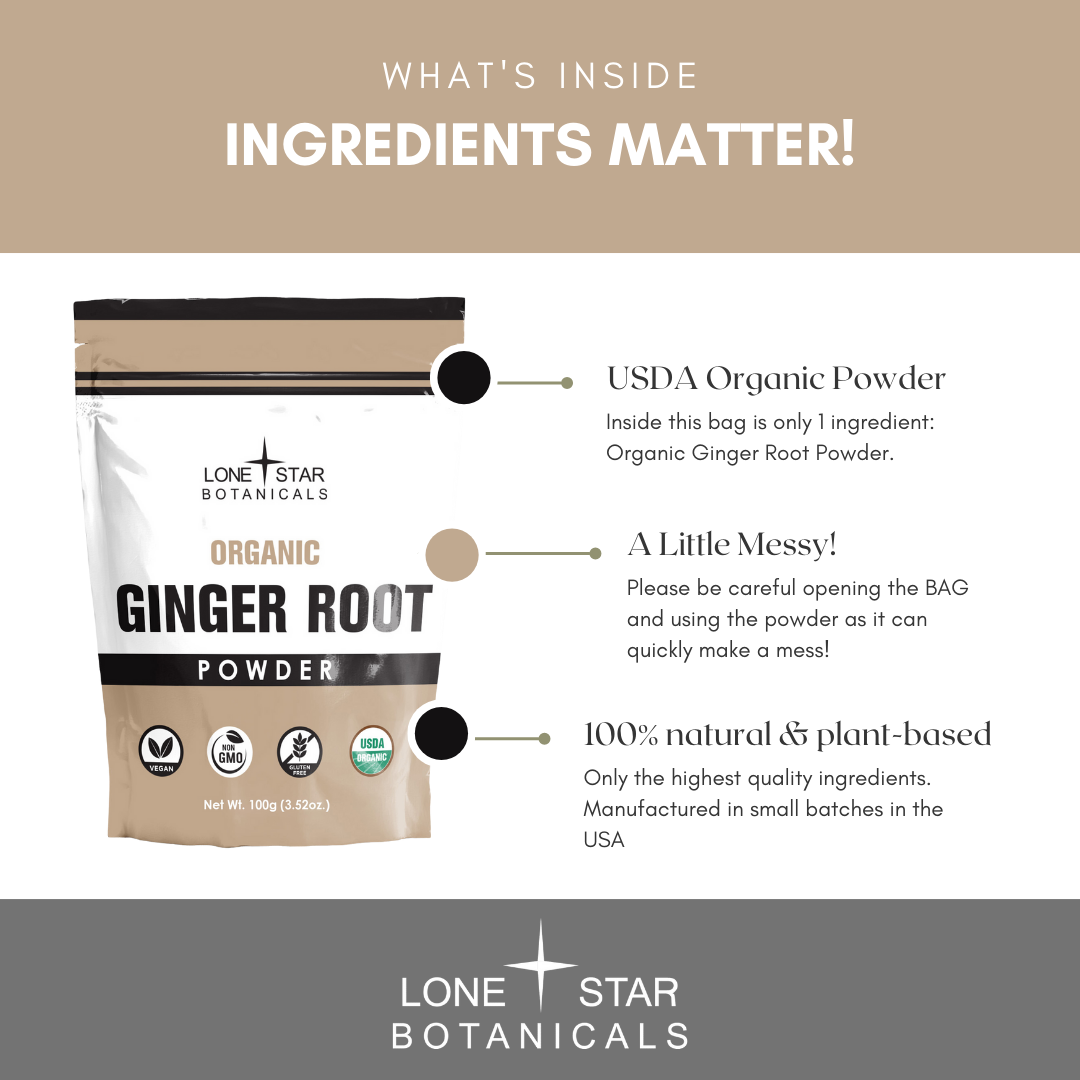 Lone Star Botanicals - Wholesale Protein/Superfood Powder - Organic Ginger Root Powder -- 3.52 oz2