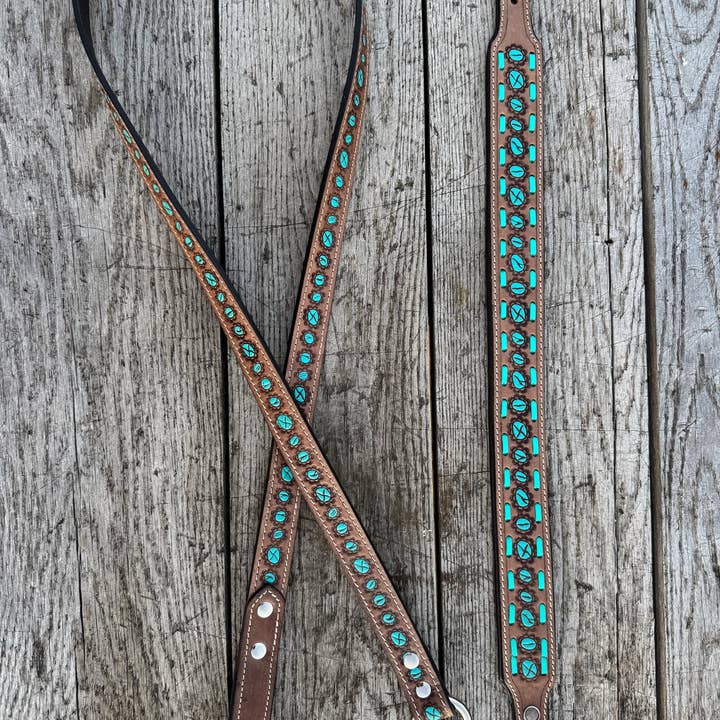 Double B Wild Rags - Wholesale Pet Collar - Dog - Western Genuine Leather dog collar or leash tooled details of sunflower daisy cactus floral turquoise feather by Double B Wild Rags4