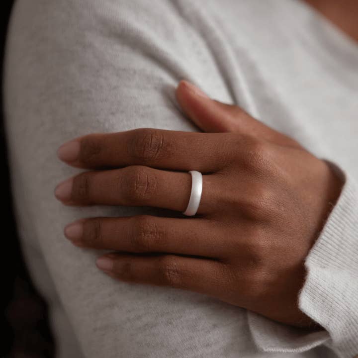 Enso Rings - Wholesale Band/Stacked Ring - Elements Classic Thin Silicone Ring Pearl