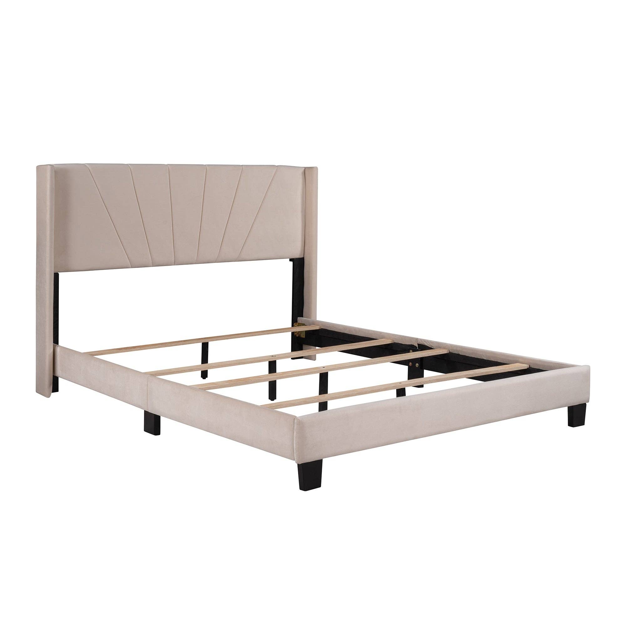 VTNG50 - Wholesale Bed - Queen Size Velvet Upholstered Platform Bed,Box Spring Needed8