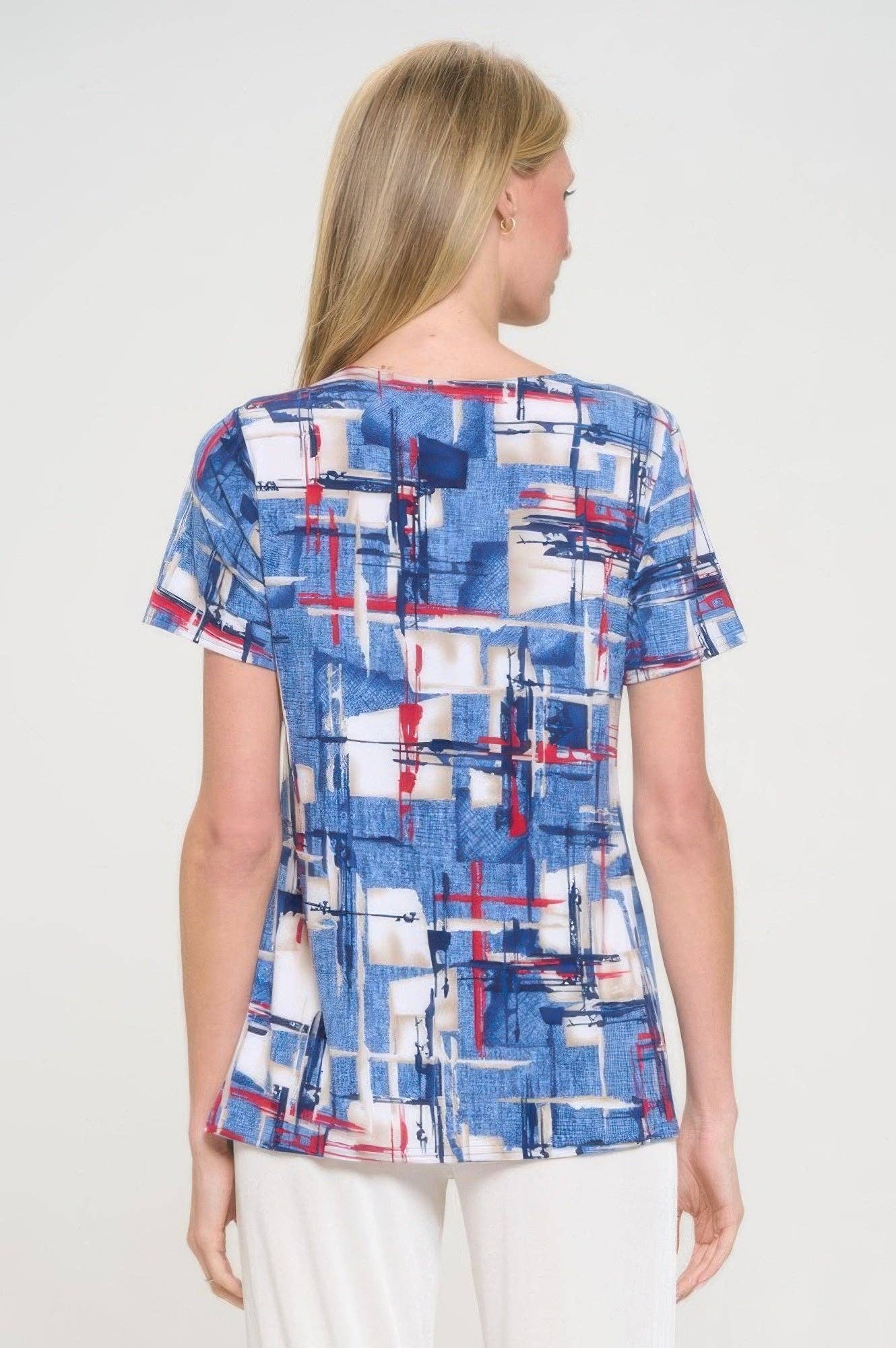 CC Wholesale Clothing – wholesale Tunic – Women’s – Hit Round Neck Short Sleeve Slit Top0