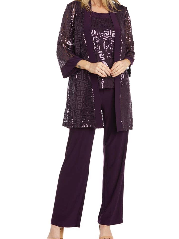 RM Richards 3-Piece Sequined Pants Suit for wholesale by New Yorker's Apparel