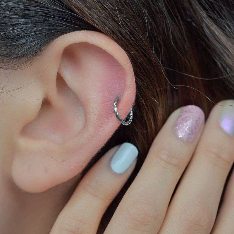 StockJWL - Wholesale Single Earring - Twisted Earrings Spiral Piercing  Spiral Earrings Helix  Ring  Crimped Steel for Tragus, Helix, Cartilage, and Lobe Gold and Silver10
