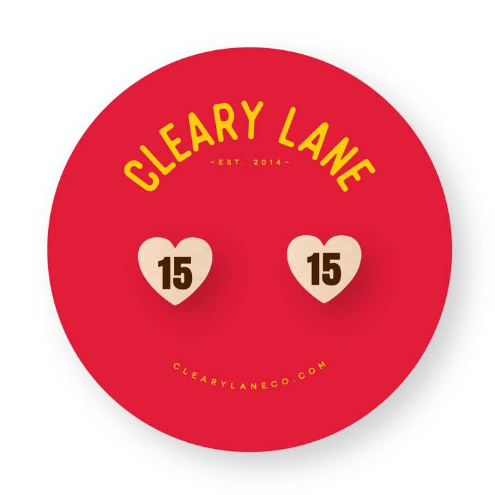 Kansas City KC Heart #15 Mahomes Stud Earrings for wholesale by Cleary Lane