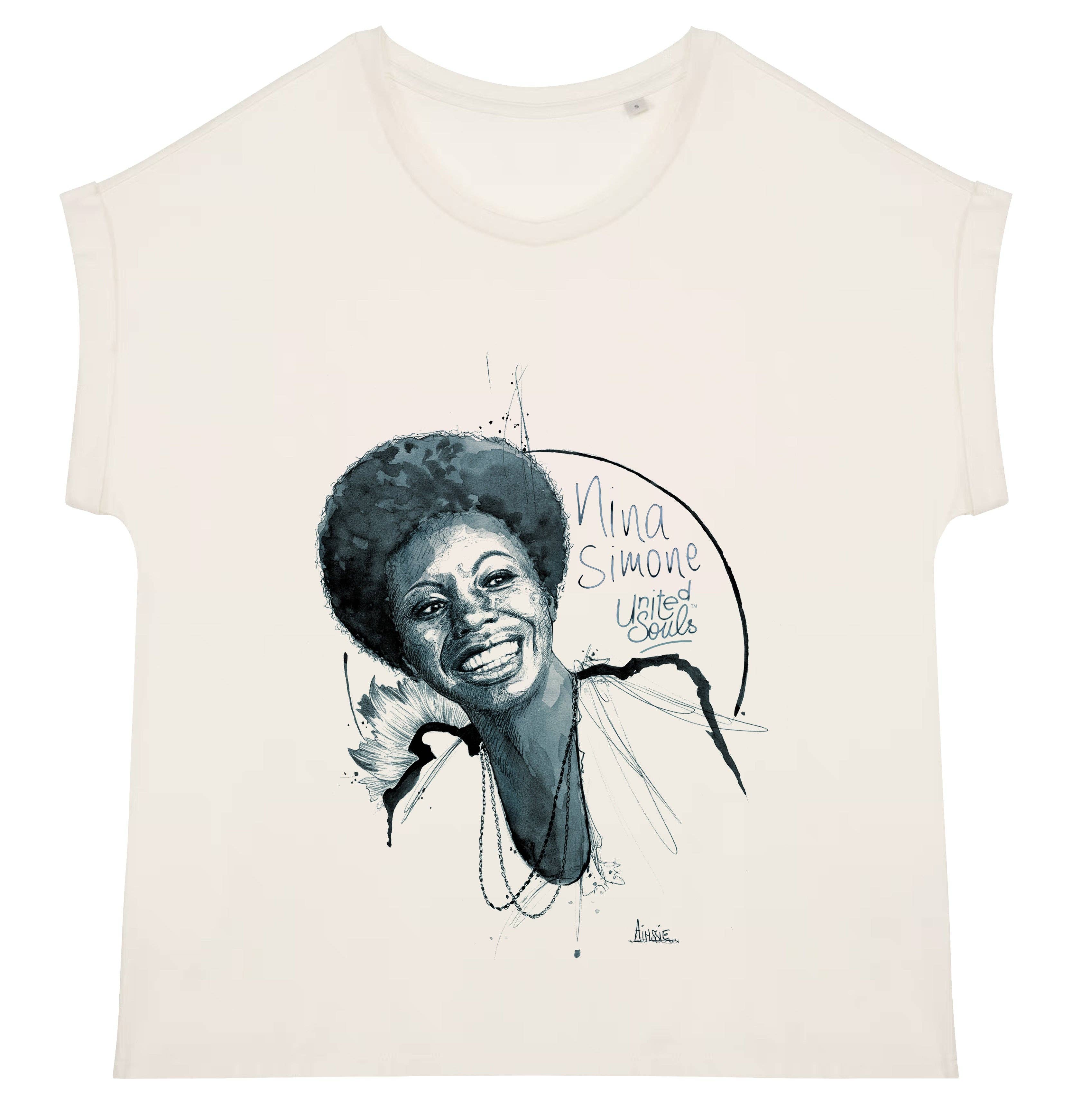 UNITED SOULS – wholesale Screen printed t-shirt – Women′s – Nina Simone I Women's Cuffed Sleeve T-shirt0