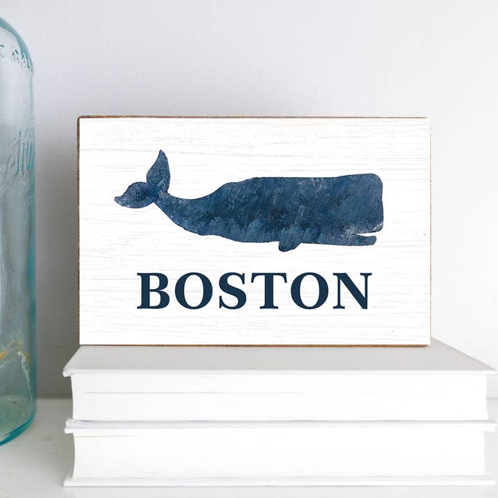 Personalized Whale Decorative Wooden Block for wholesale by Rustic Marlin