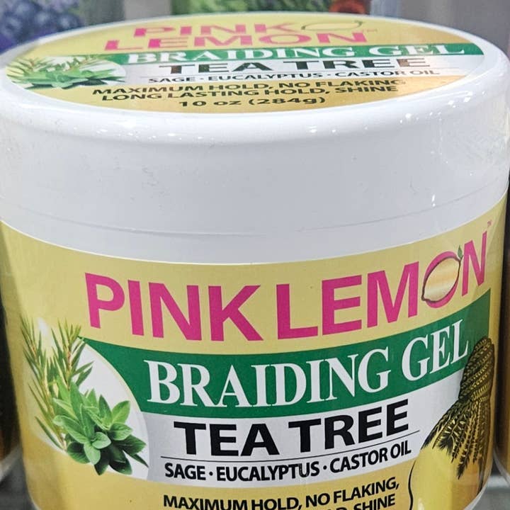 Pink Lemon Braiding Gel 5oz 10oz 15oz with Castor & Tea Tree for wholesale by Majestic Wholesale