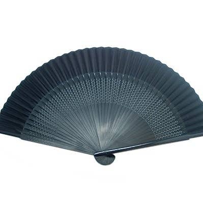 All Black Lattice Silk Fan w/Black Long Bamboo #HF-248 for wholesale by World Treasure Trading