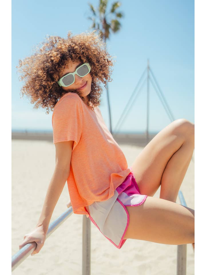 VERY J - Wholesale Athletic Shorts - Women's - NP70066-Color-block activewear shorts