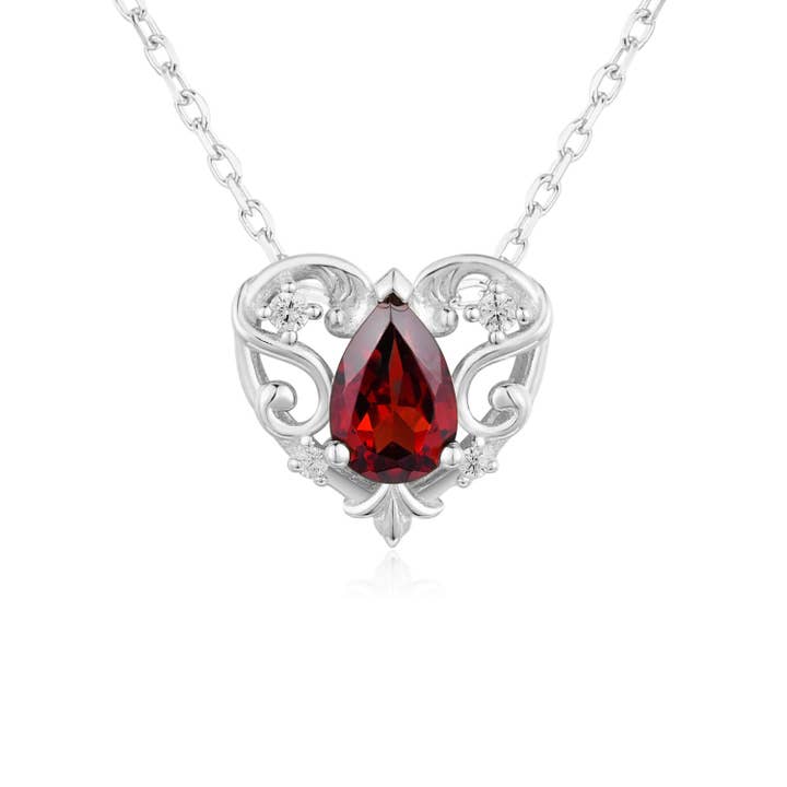 Azura Jewelry - Wholesale Pendant/Charm Necklace - Rosy Heart Mozambique Garnet Necklace