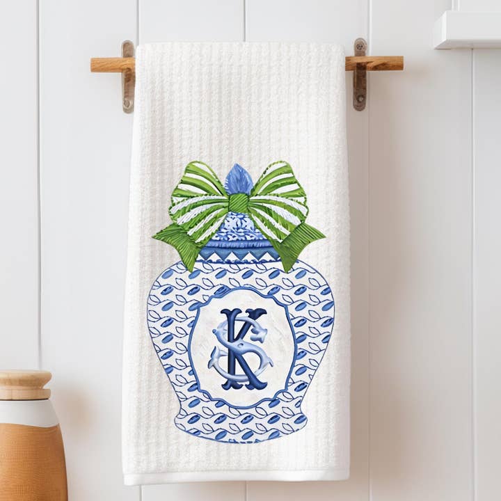 Monogram Tea Towel for wholesale by Cottage & Club