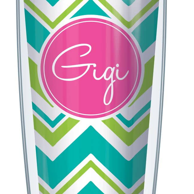 Gigi Teal & Lime Varied Chevr Tumbler for wholesale by FREEHEART