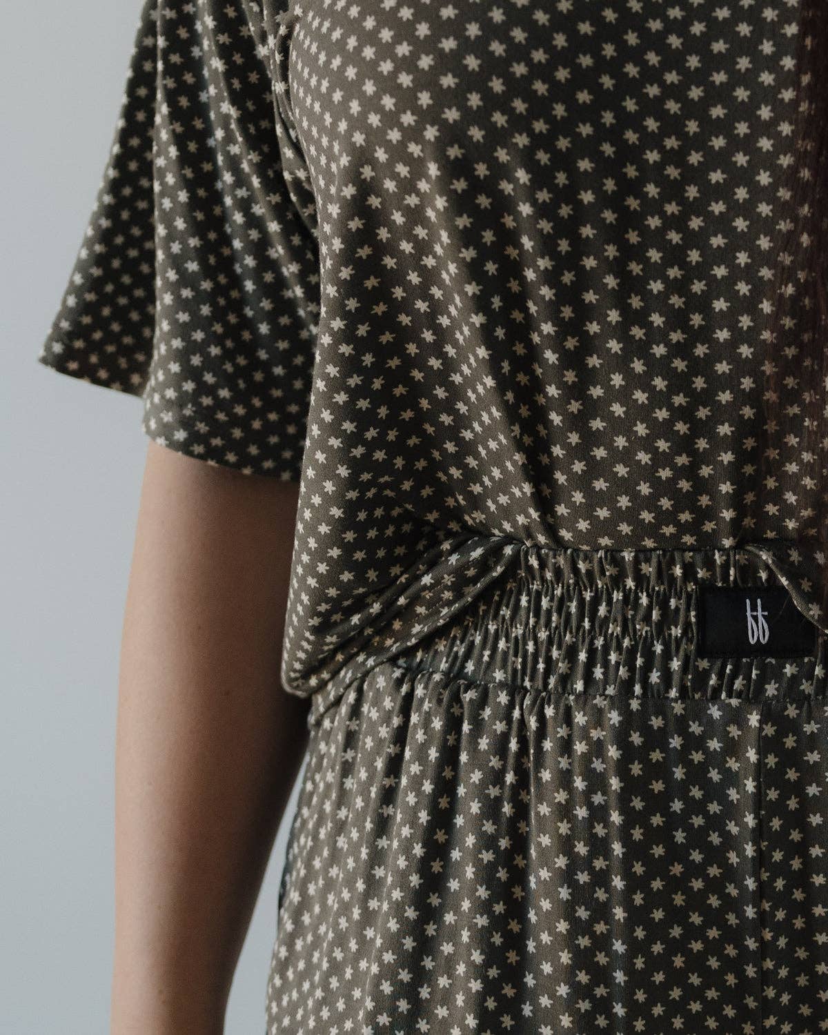 Forever French Baby - Wholesale Lounge Set - Women's - Women's Boxy Tee Lounge Set | Green Flowers1