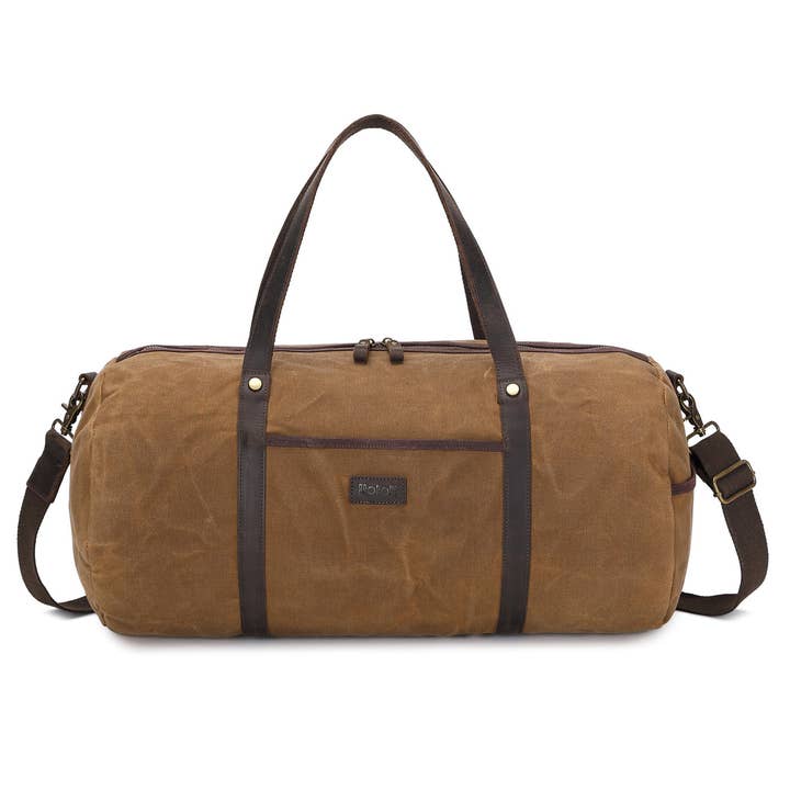 FERDI - Borsone in vera pelle e tela spalmata - Camel per la vendita all'ingrosso da parte di apocope.paris