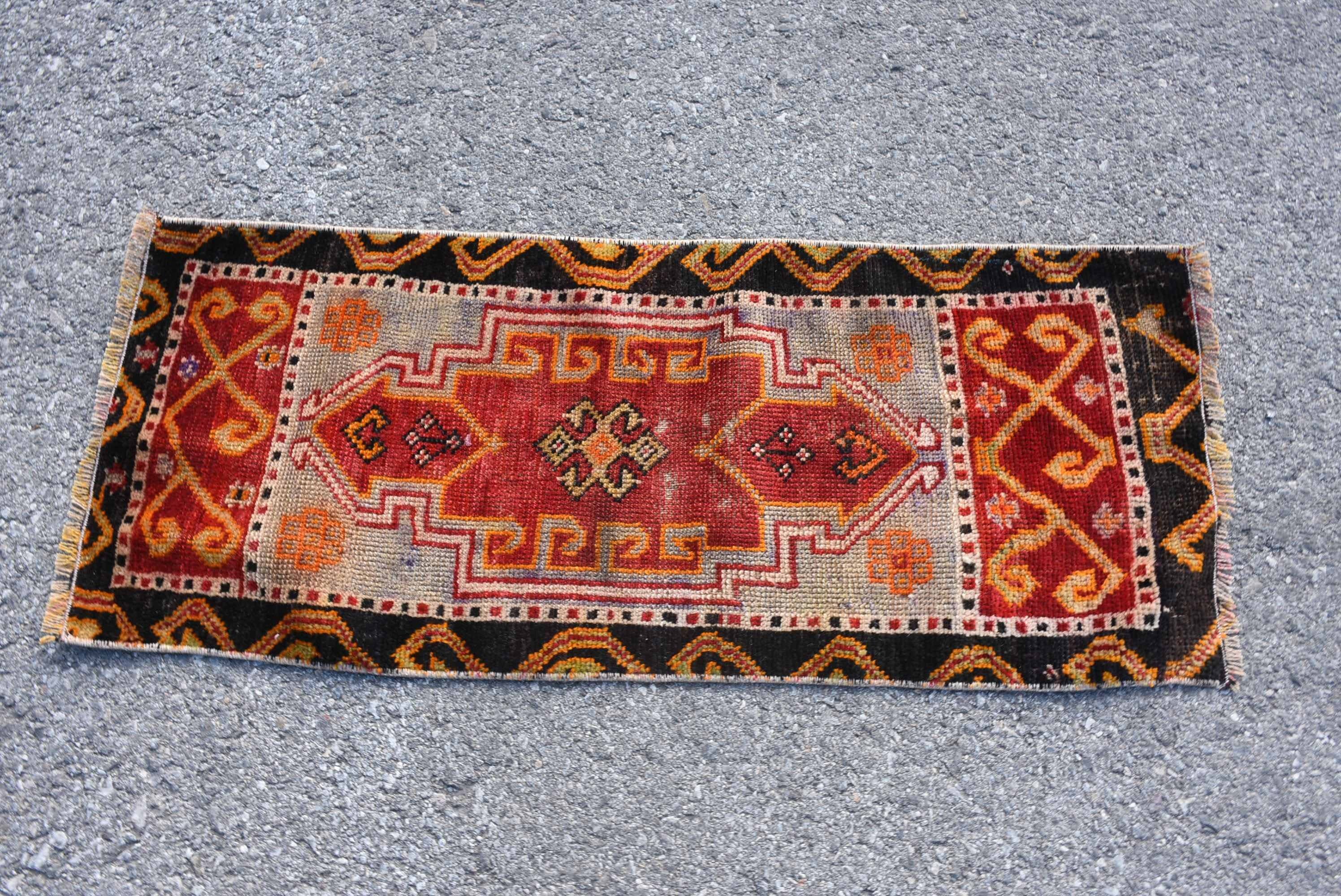 Vintage Rugs Loom - Vendita all'ingrosso Tappetini da bagno - Tappeto Patchwork Kilim Rosso Fatto a Mano, Tappeto di 1,3x3,1 Piedi Quadrati2