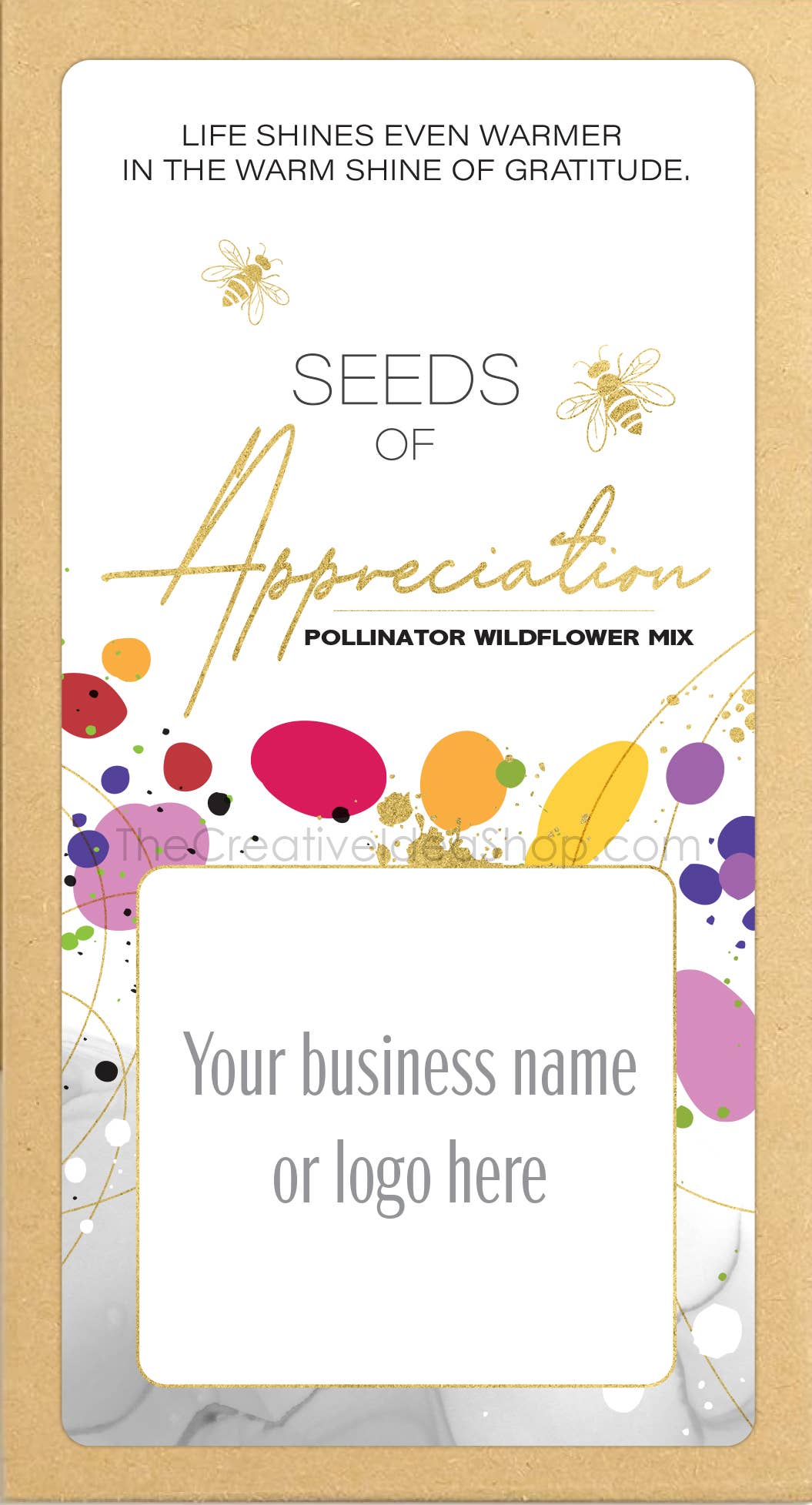 The Creative Idea Shop - Wholesale Plant Seeds - Pollinator friendly Wildflower Seed Packet GRATITUDE custom1