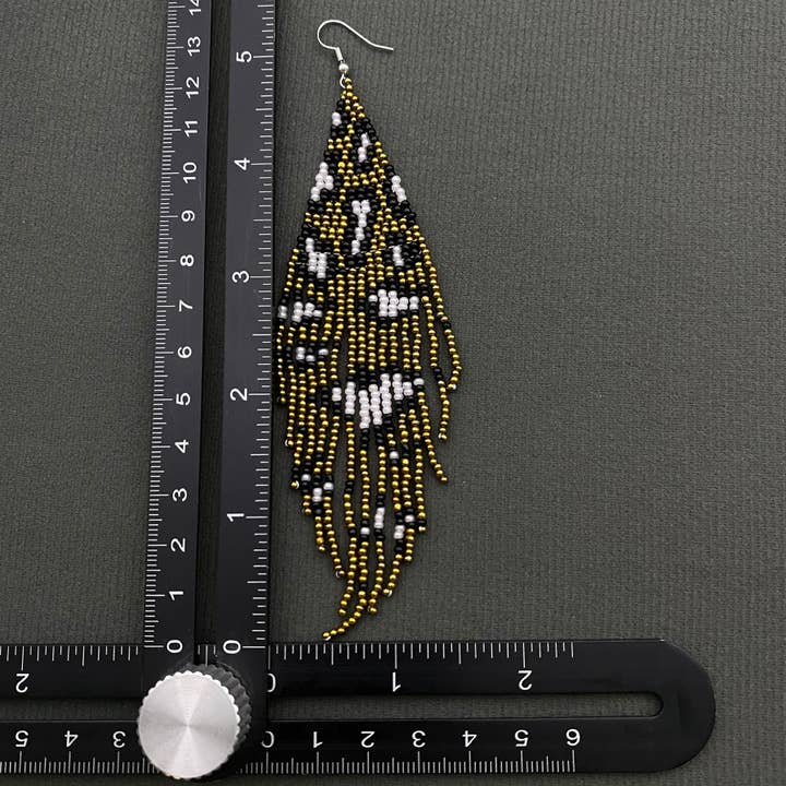 Mio Queena - Vendita all'ingrosso Orecchini con nappe - Orecchini con frange di perline a stampa leopardata - SB6