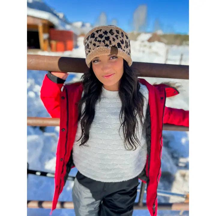 Passend Fuzzy Lined Leopard Print CC Stirnband HW80 für den Großhandel von C.C Beanie