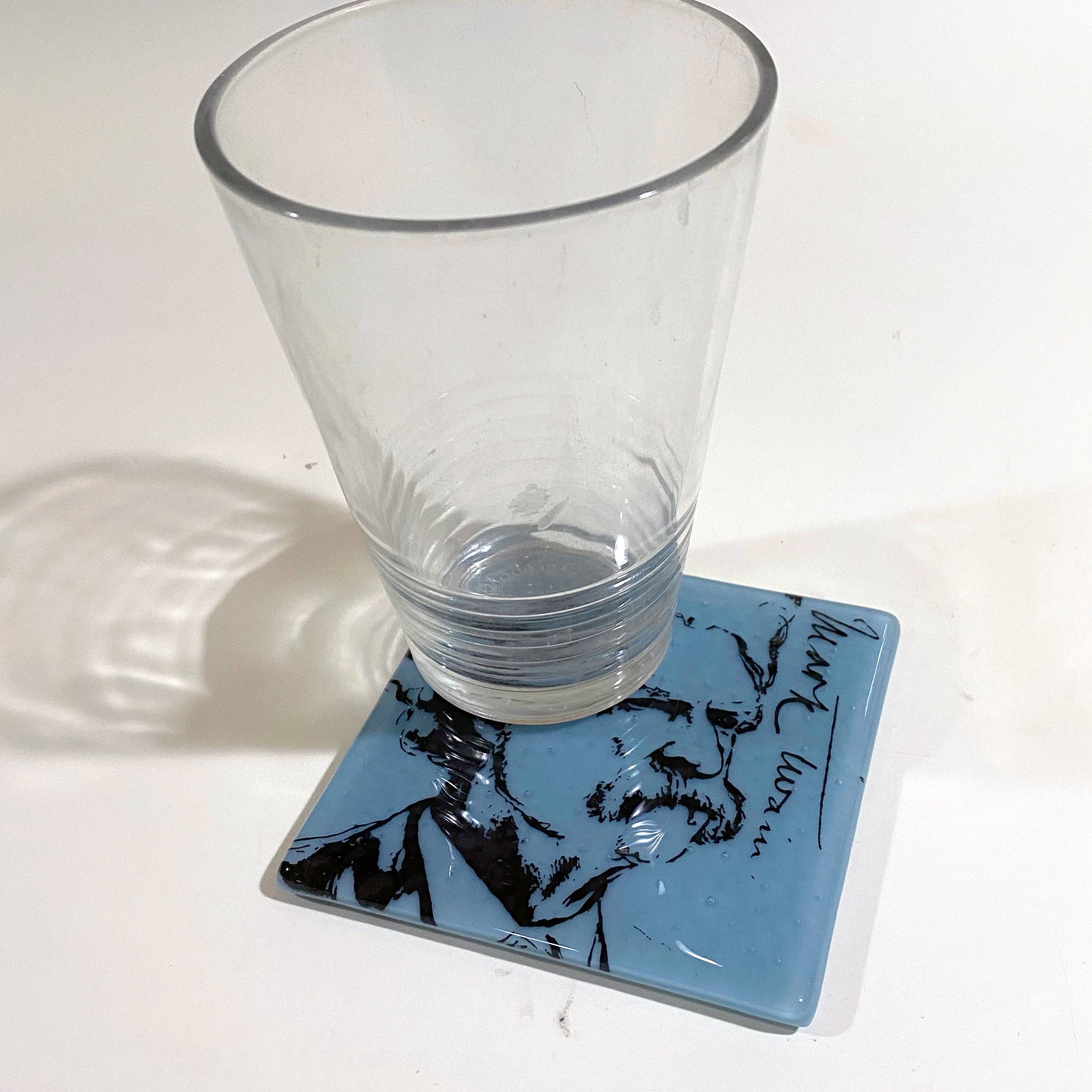 Kiku Handmade | Contemporary Fused Glass Home Goods - Wholesale Coasters - Mark Twain Fused Glass 4" Single Coaster1
