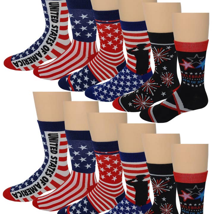 Different Touch - Wholesale Socks - Men's - Dress Socks for Men | American Independence Day 4th of July | 12 Pairs0