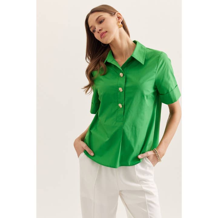 Solid short-sleeve top for wholesale by STYLE USA