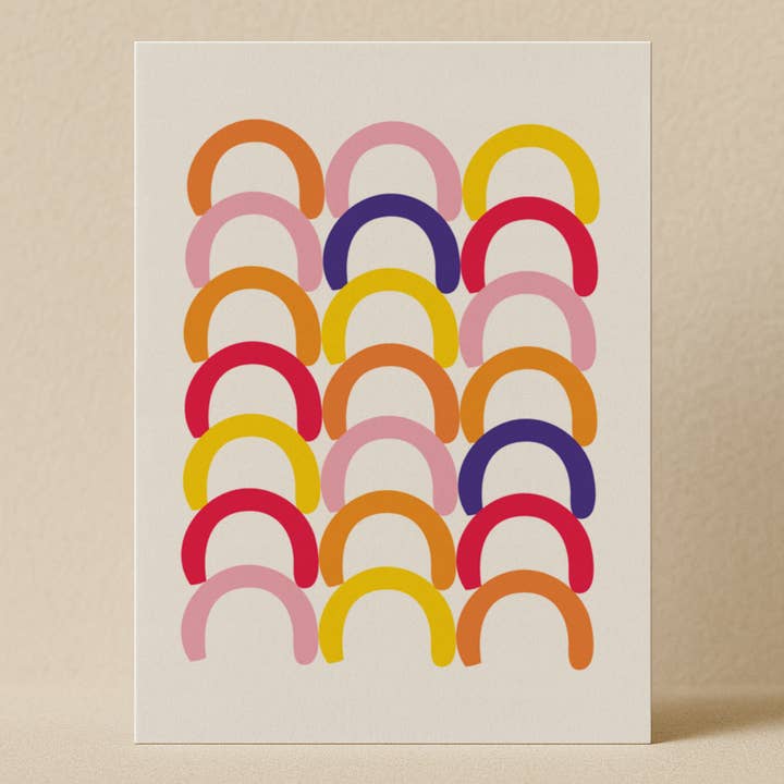 Hverdagskort og -kuvert – "Huddle, Ochre" (Orange Halvcirkel Design) for engroshandel hos Karte Design Berlin