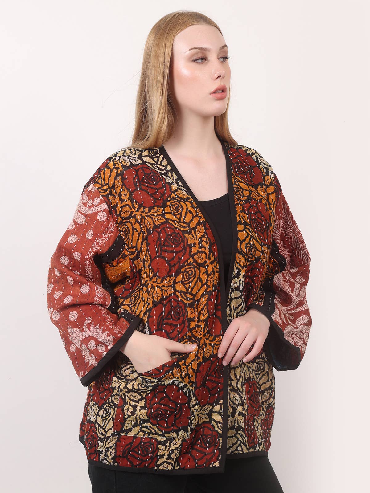 Wevez - Wholesale Jacket - Women's - Women's Kantha Kimono Printed Jacket Wholesale Lot Assorted8
