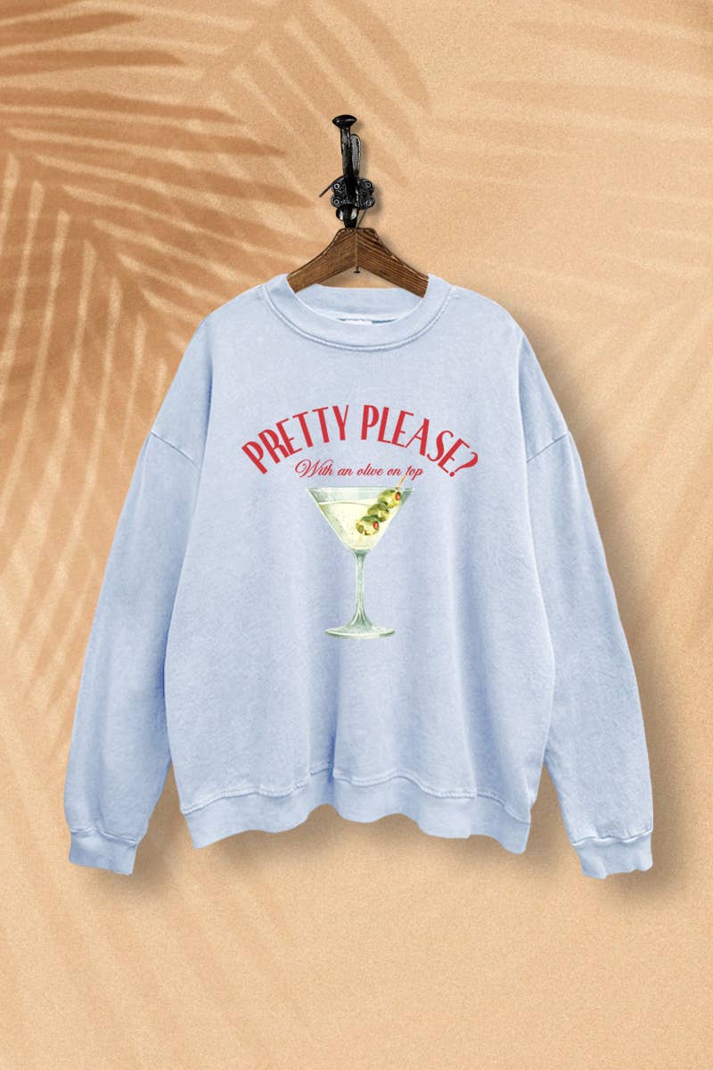 VINTAGE POINT USA – wholesale Sweatshirt med tryck - Dam – MARTINI "PRETTY PLEASE" GRAFISK MINERALTÄVTTAD SWEATSHIRT5