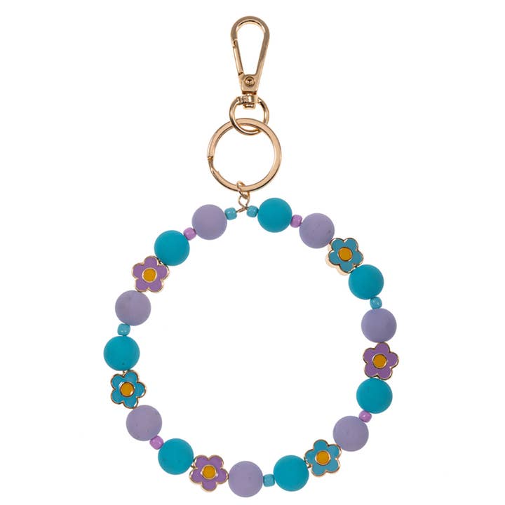 Fashion City - Wholesale Keychain - Women's - Flower with Enamel Coated Beads Keychain