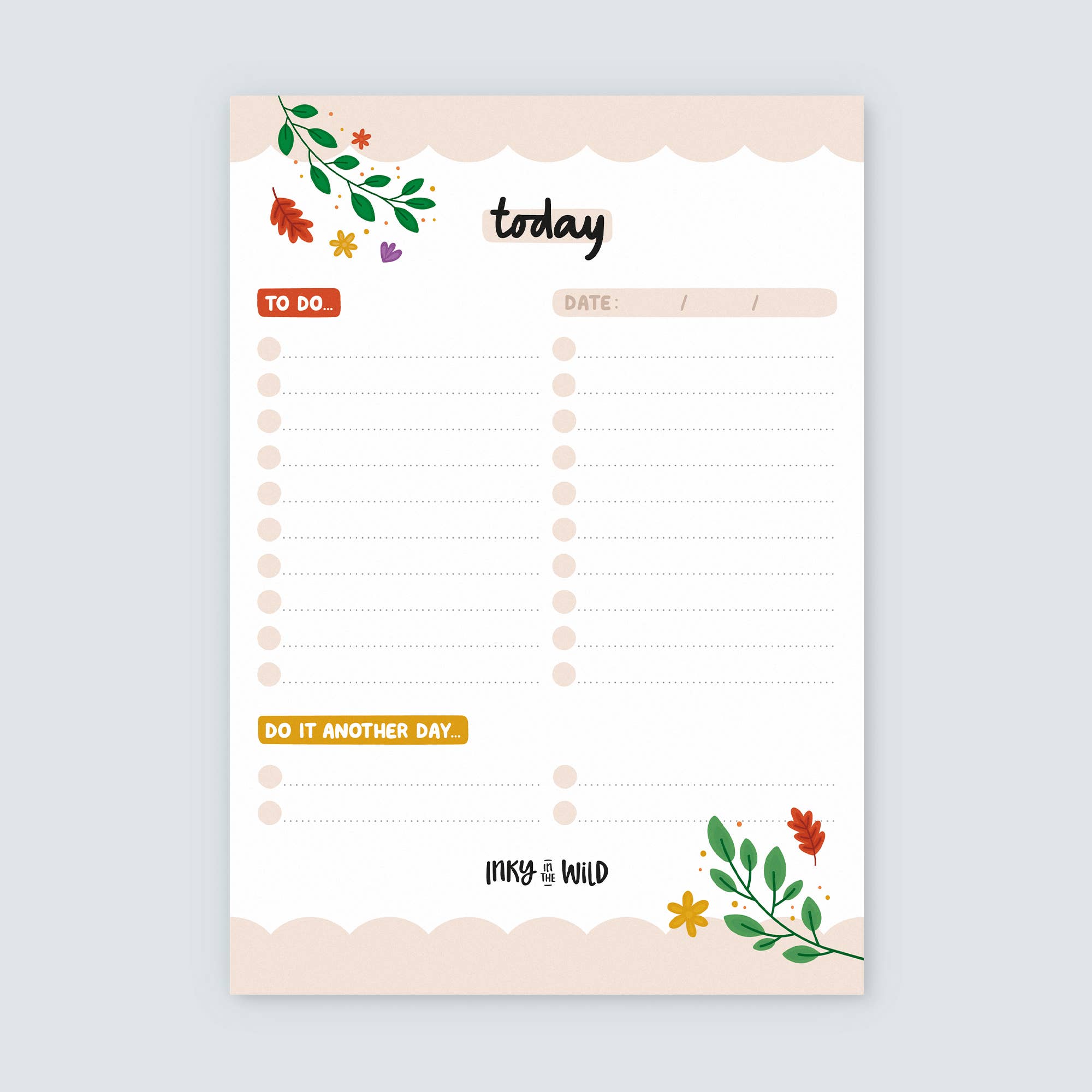 Inky in the Wild - Wholesale Notepad - A5 Floral Woodland To Do List Notepad1
