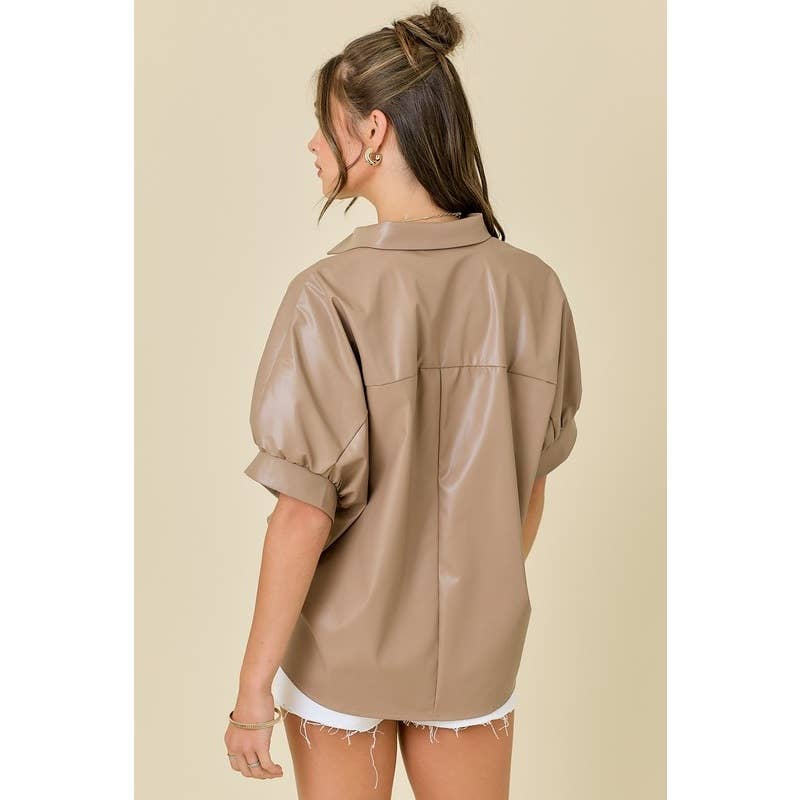 STYLE USA - Wholesale Tunic - Women's - PU COLLARED OVERSIZED SHIRT8