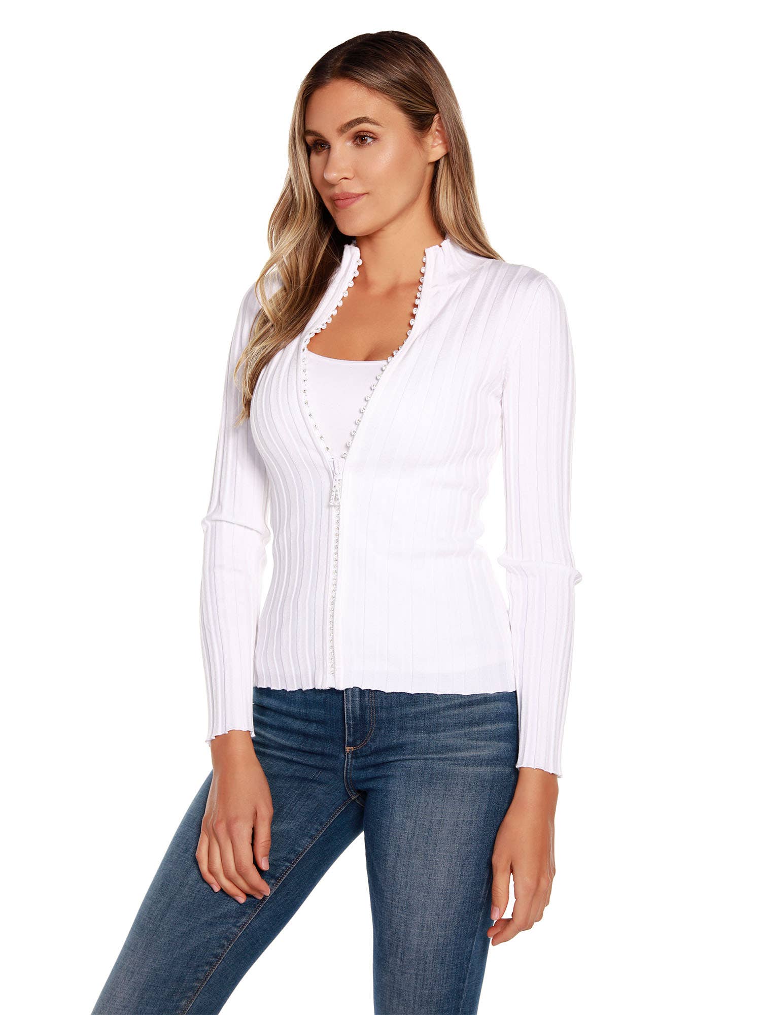 Belldini - Wholesale Knit Sweater - Women's - Women's Diamond Zip Front Mock Neck Sweater10