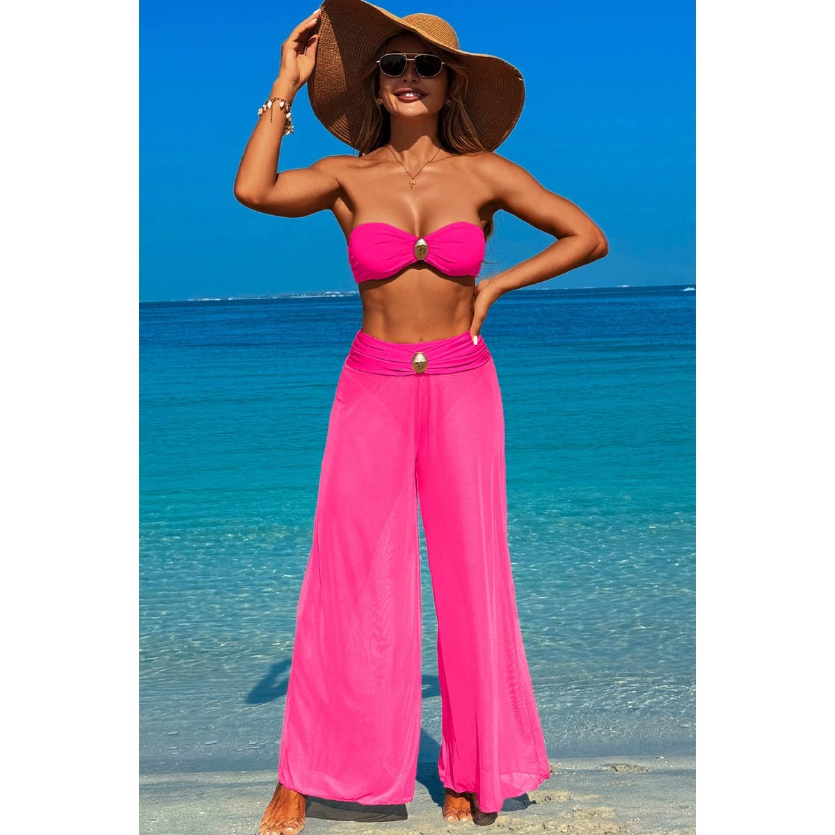 Elings - Vendita all'ingrosso Bikini - Donna - Set Bikini da Spiaggia in Metallo a Colori Solidi7