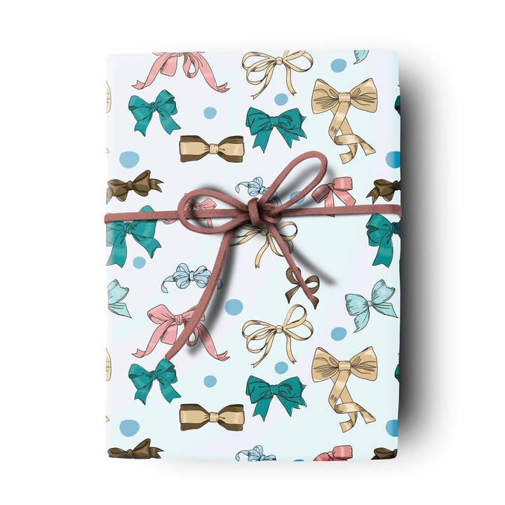 Mod Lounge Paper Company - Wholesale Flat Wrap - Vintage Bows and Ribbons Gift Wrap Sheets