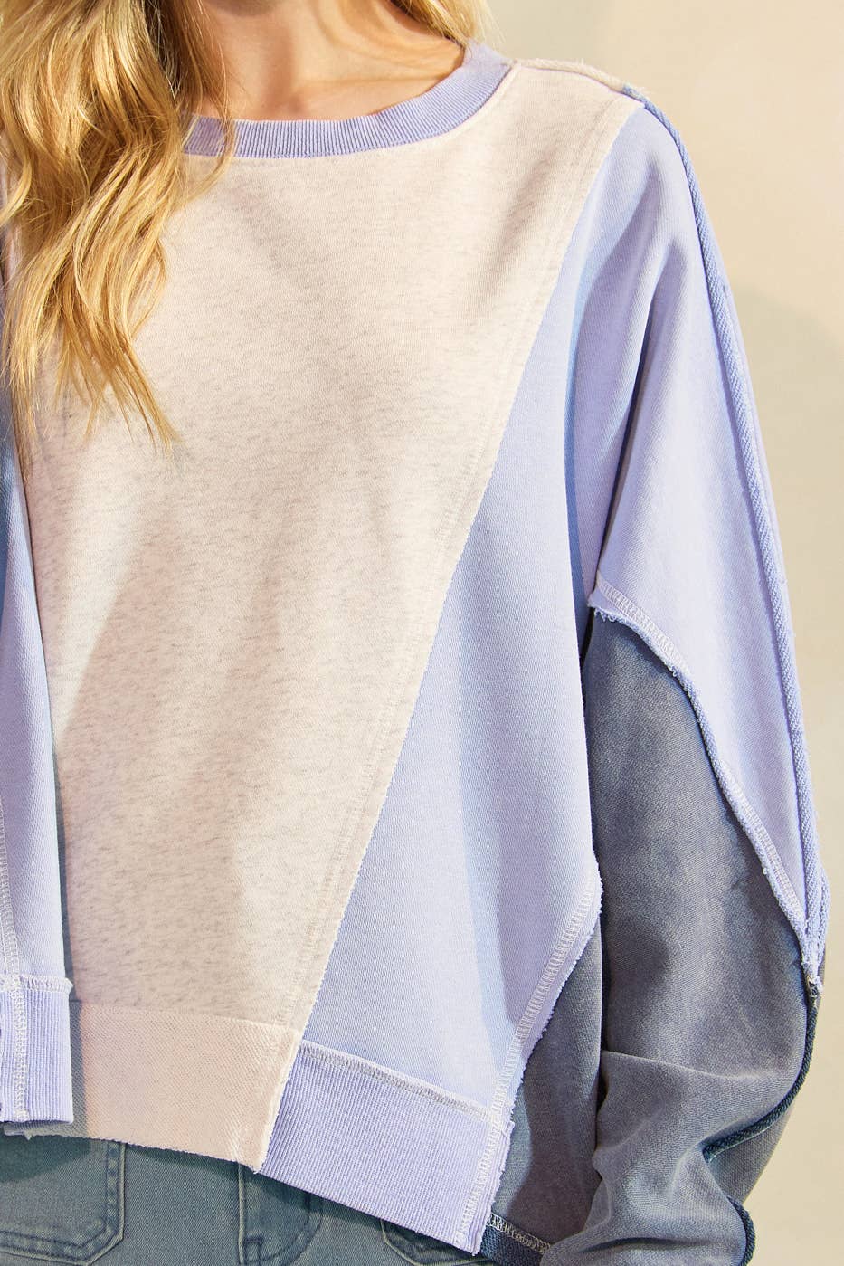 mittoshop - Wholesale Sweatshirt - Women's - MINERAL WASH COLOR BLOCK DOLMAN SLEEVE PULLOVER10
