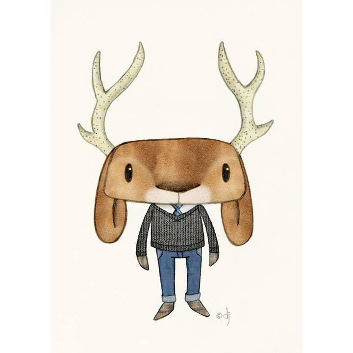 Jackalope (Cerf) pour la vente par Paper Lion Art