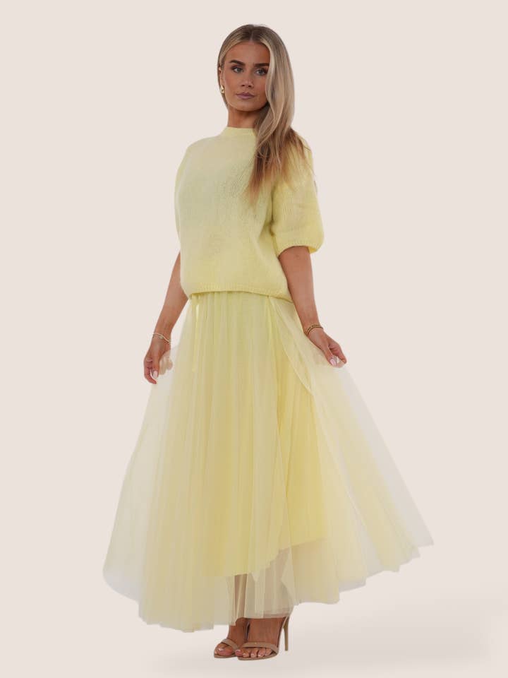 Satin Waistband Tulle Skirt for wholesale by Terminal 1 Clothing